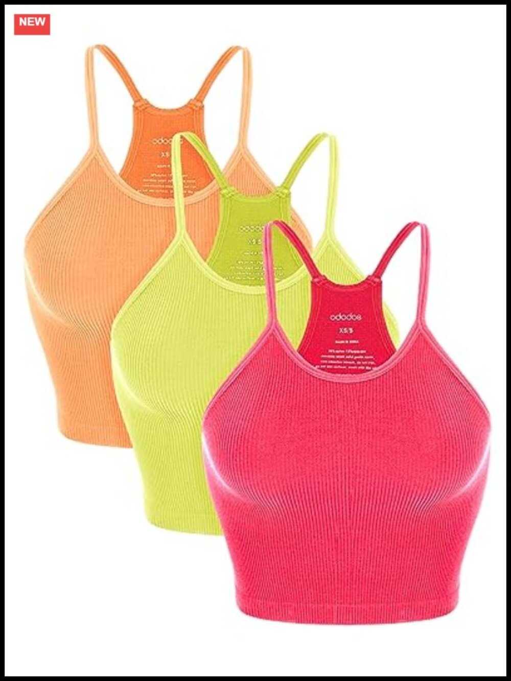 Seamless Rib-Knit Crop Tank 3-Pack Sleeveless Racerback